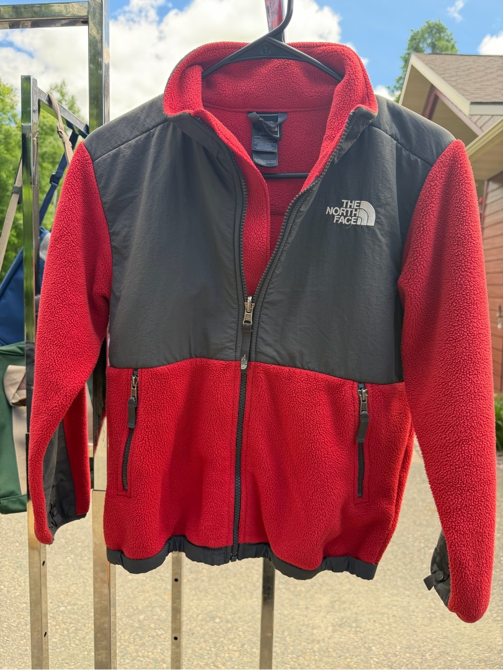 The North Face Kids Red and Black Fleece Puffer Jacket